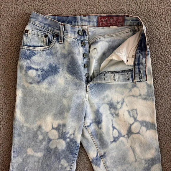 Vintage Levis 501 Jeans Womens 28 x 31 Acid Wash 80s Button Fly High Waist - Picture 4 of 16